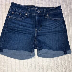 Levi's Dark Blue Rolled Cuff Denim Shorts
